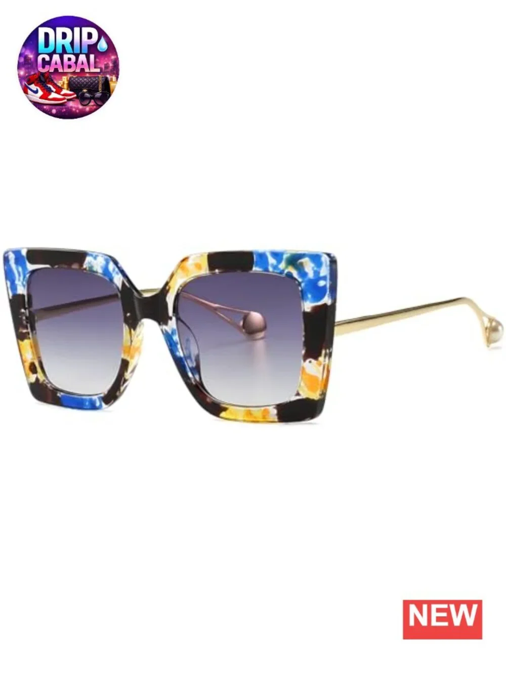 Oversized Square Sunglasses for Women UV400 Protection Retro Metal Frame